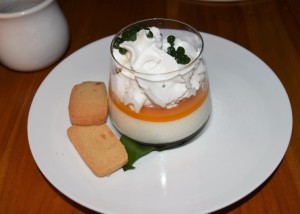 Cane & Canoe panna cotta with coconut cream and passionfruit puree.