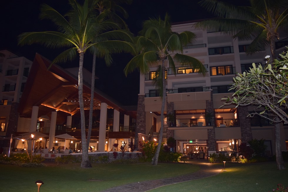 The restaurant and grounds at night.
