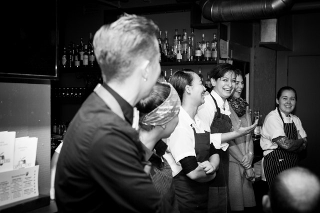 Sara Harvey (R) and some of the Capitol Cider team.