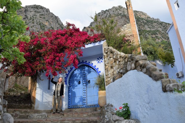 The front gate of Riad Echchaouen.