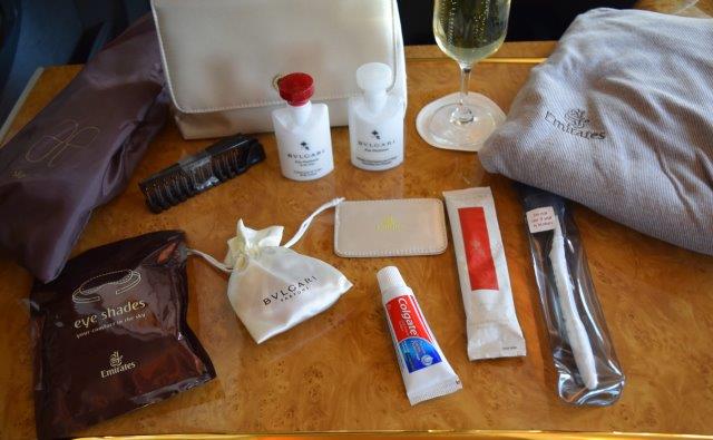 The amenity bag from Emirates Air.