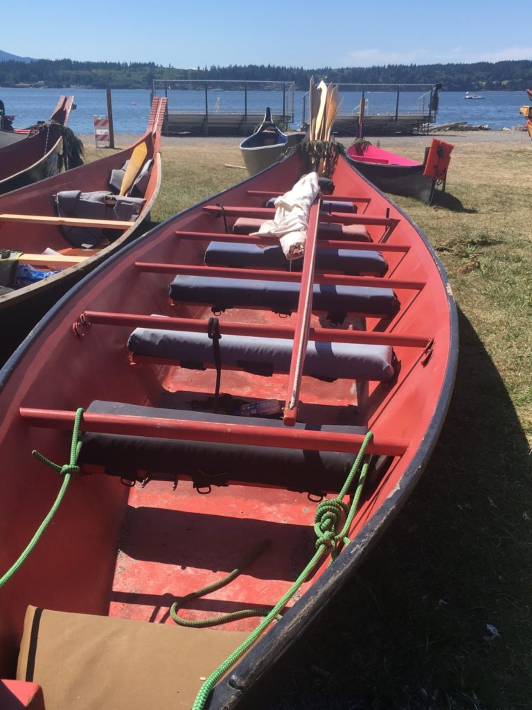 inside one of the canoes