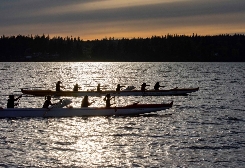 On the water during the Paddle to Lummi canoe journey