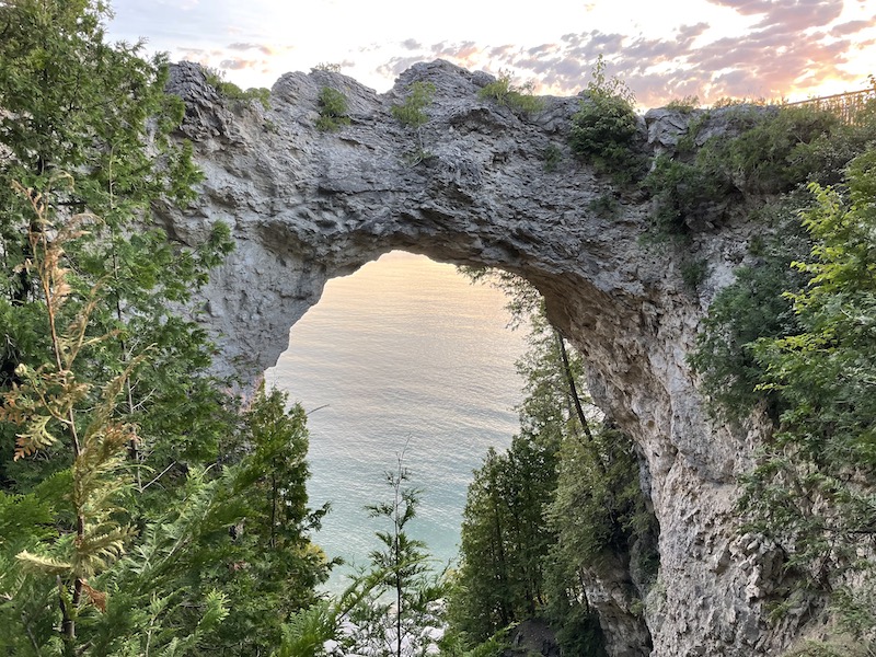 Sunrise arch rock on Mackinac Island